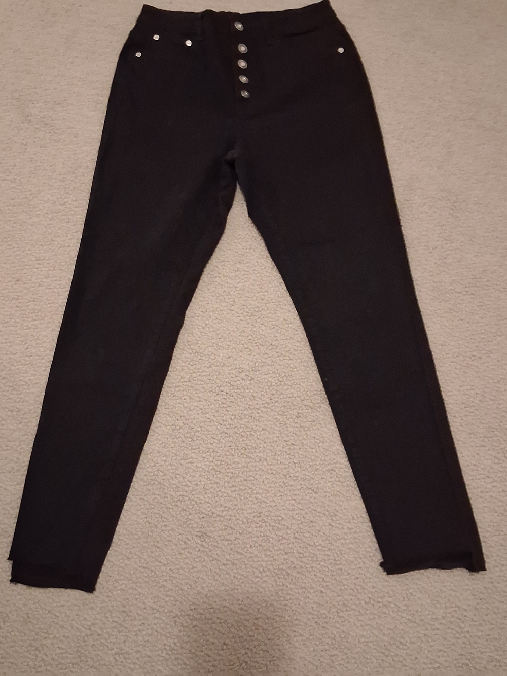 High-Rise Black Skinny Women’s Jeans with Button Fly